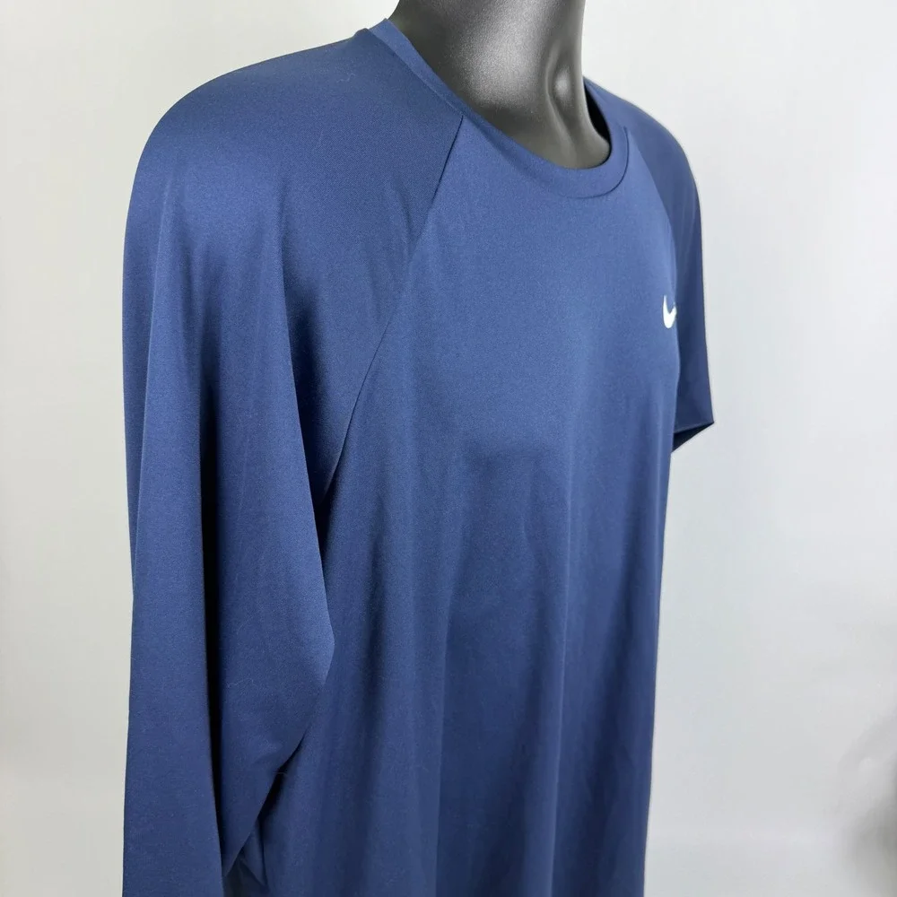 Nike Swim Mens Dri-FIT UPF 40+ Long Sleeve Rash Guard Navy Blue XL NESSA587